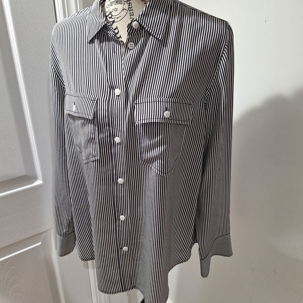 Chic Black and White Striped Women's Blouse